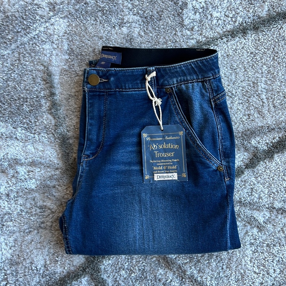 Democracy AB solution Jeans Womens 10 Trouser Crop Straight Leg Tummy Control